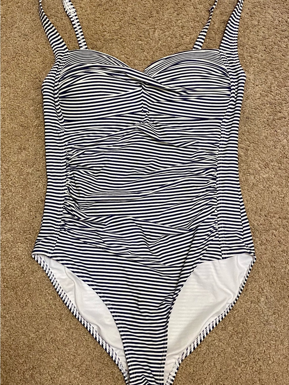Nip Tuck Sorrento Stripe Joanne One-Piece Swimsuit Navy & White Sz 8